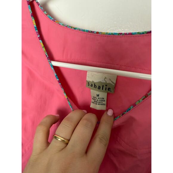 Sahalie Pink Nylon Sleeveless Short Shift Dress Women's Medium Tropical Resort - Picture 7 of 8